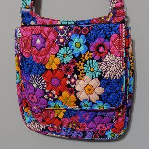 Vera Bradley messenger hipster pink blue floral shoulder crossbody bag purse wom